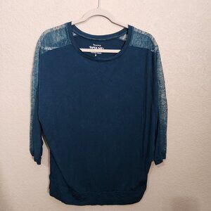 Torrid Super Soft Blue Knit Top With Lace Detail Size 0 Boho Whimsigoth
